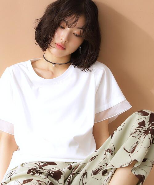 シアーTシャツ THE SHOP TK tシャツ 袖シアーTシャツ「接触冷感/洗濯機OK