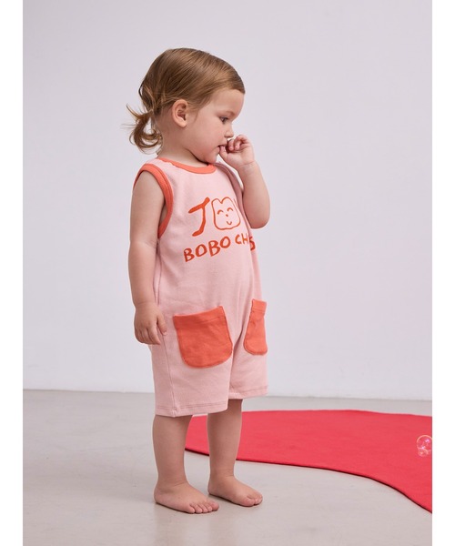 BOBO CHOSES ベビー服 ロンパース Smiling pink playsuit