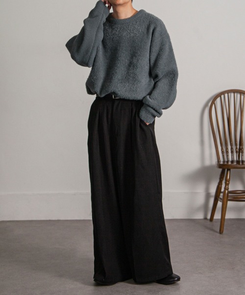 「Nilway」 長袖ニット MEDIUM ワイン メンズ_画像8