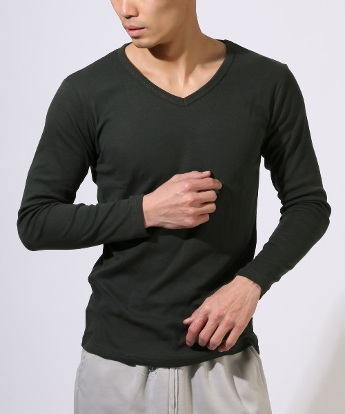 LUXSTYLE（ラグスタイル） tシャツ Vネック無地ロンT メンズ