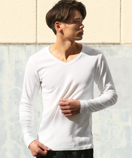LUXSTYLE（ラグスタイル） tシャツ Vネック無地ロンT メンズ