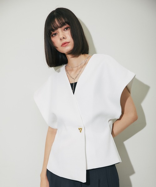 「SMILE ORCHID」 ノーカラージャケット M ホワイト レディース_画像6
