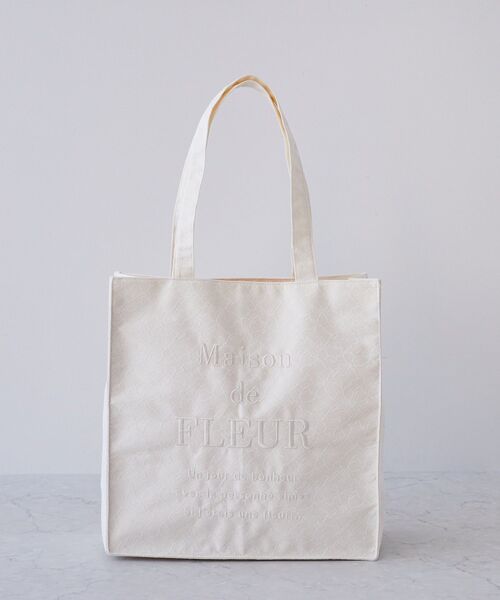 今季ブランド Maison de FLEUR トートバッグ レースロゴ刺繍スクエアトート バッグ