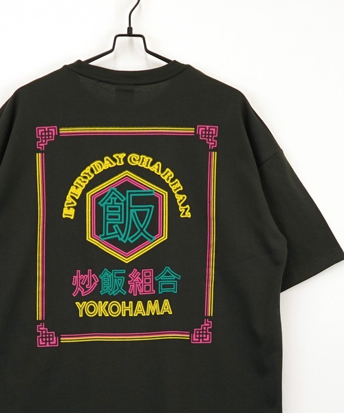 tシャツ ワイド 半袖 Tシャツ ロゴ サークル ハート 刺繍 メンズ
