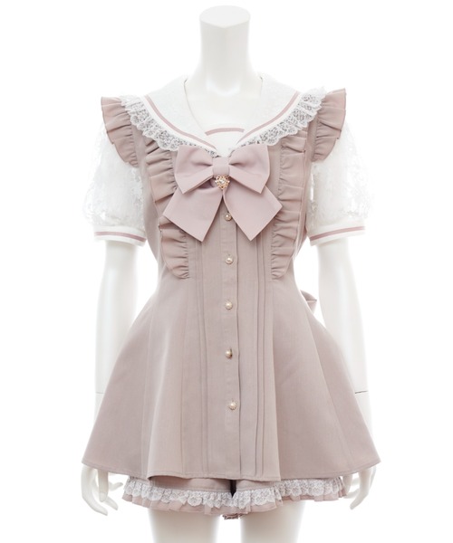 Secret Honey セットアップ 半袖♥︎ Secret Honey セットアップ レースセーラー襟半袖セットアップ