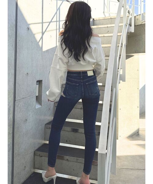 GYDAデニムM ジェイダ GYDA M/W TRIANGLEダメージスキニーデニムパンツ