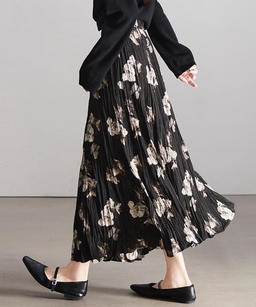 shoppinggo ロング スカート ロングスカート 花柄 フレアスカート