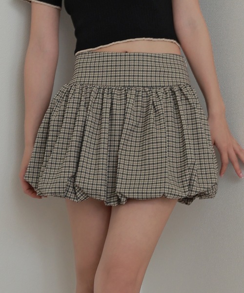 M DOLLY スカート check balloon skirt/チェックバルーンスカート
