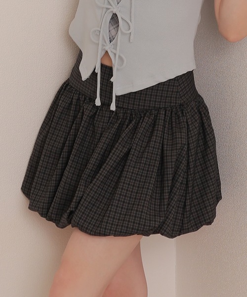 M DOLLY スカート check balloon skirt/チェックバルーンスカート
