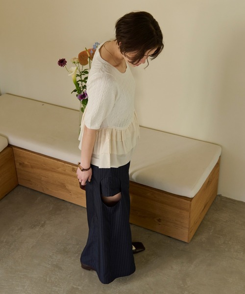 loin nuit ニット セーター cable puff frill knit / ケーブルパフ