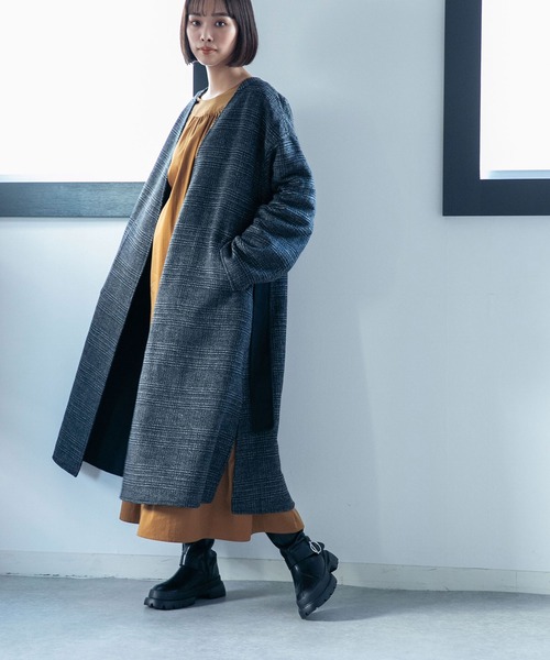 NANO universe（ナノ・ユニバース） ノーカラーコート FREE キャメル