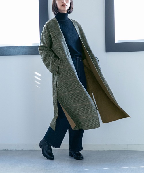 NANO universe（ナノ・ユニバース） ノーカラーコート FREE キャメル