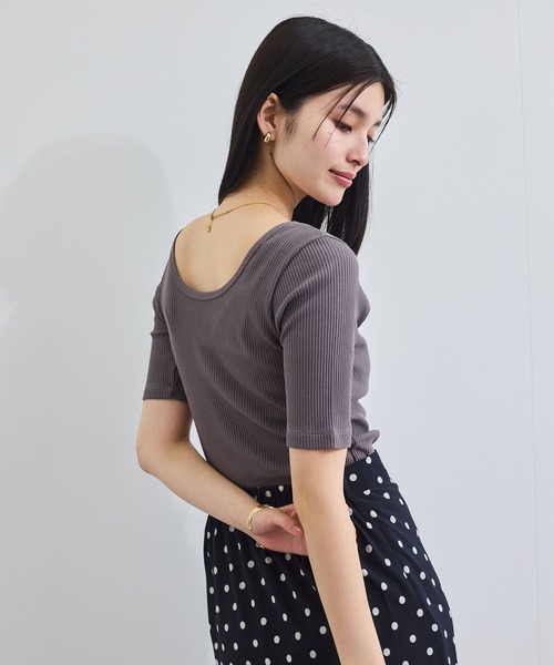 VIS tシャツ 「前後2WAY」テレコ五分袖プルオーバー レディース