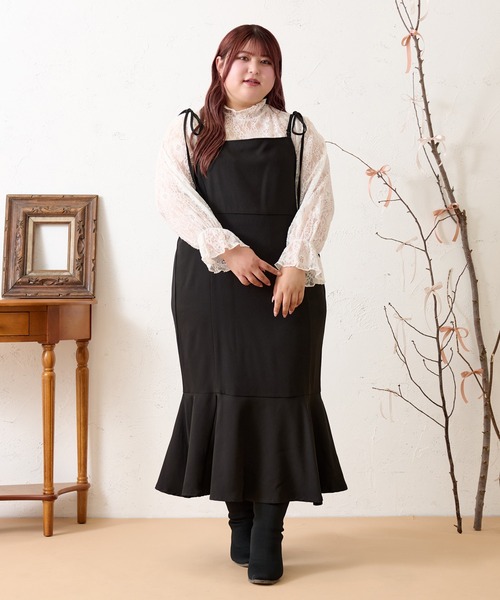 louiosy ルオシー LL キャミソールフレアワンピース Louiosy 「Louiosy」 キャミソールワンピース 4L ブラック