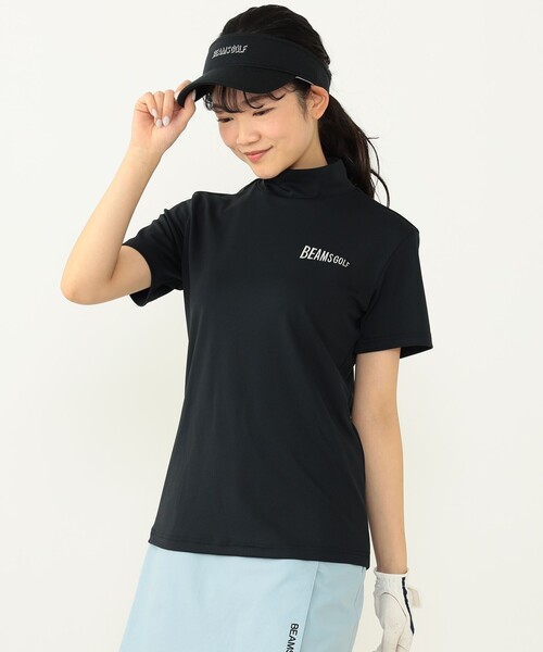 「BEAMS GOLF」 半袖カットソー LARGE ブラック レディース