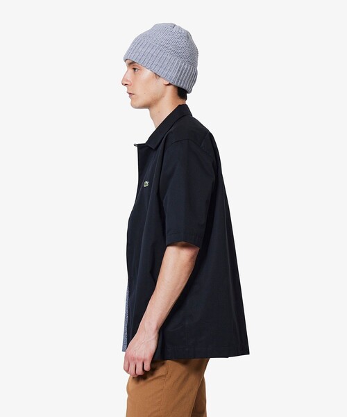 LACOSTE リラックスフィット 半袖シャツ US M LACOSTE シャツ リラックスフィット シルクブレンドオープン