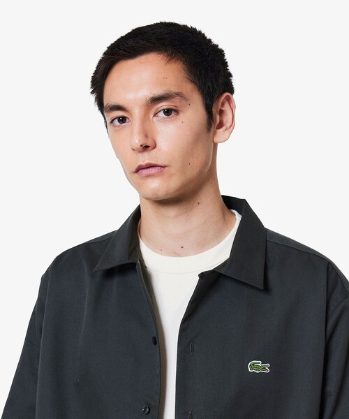LACOSTE リラックスフィット 半袖シャツ US M LACOSTE シャツ リラックスフィット シルクブレンドオープン