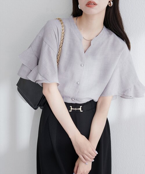 半袖ブラウス natural couture ブラウス シャツ 「sherbet line」WEB限定 / UV・接触