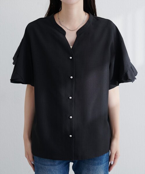 natural couture ブラウス シャツ 半袖 「sherbet line」WEB限定 / UV