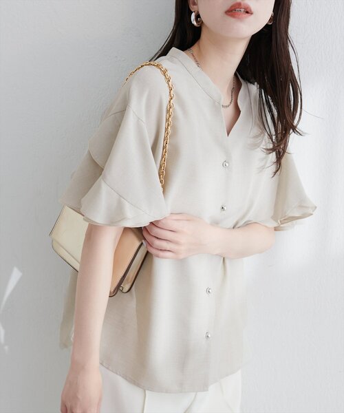 natural couture ブラウス シャツ 「sherbet line」WEB限定 / UV・接触