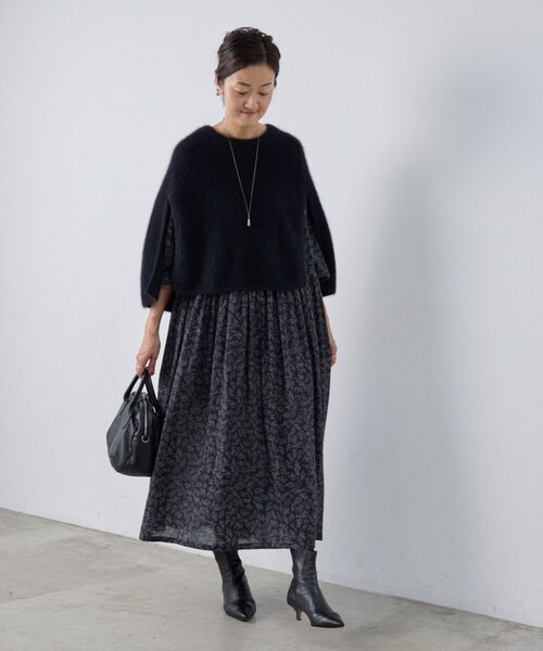 ビアズリー リーフプリントギャザーワンピース　値下げ BEARDSLEY（ビアズリー） ワンピース リーフプリントギャザー