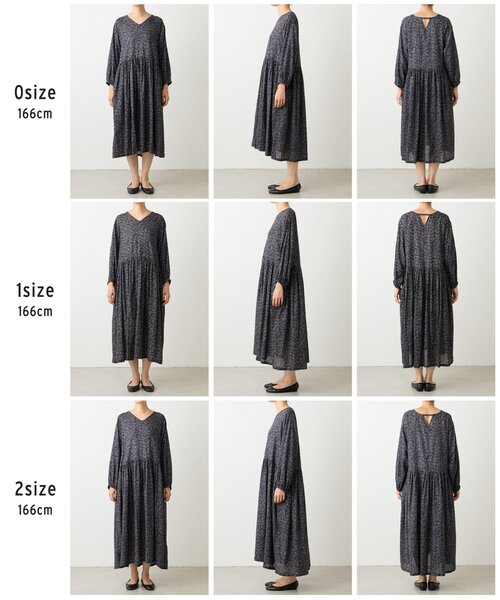 ビアズリー BEARDSLEY リーフプリントギャザーワンピース （black