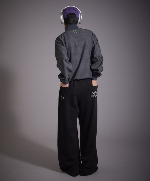 Perushu スウェットパンツ ジャージ ハトメデザイン裏毛スウェット