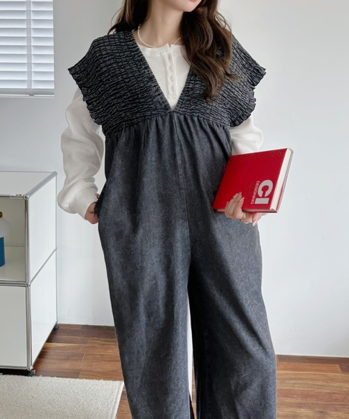 A.D.C.L. サロペット オーバーオール 大人カジュアル！胸元