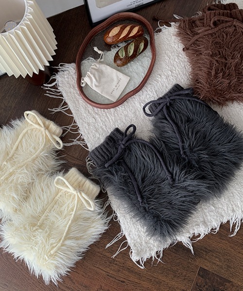 レッグウォーマー Nia(ニア)/ボリュームファー リボンレッグウォーマー