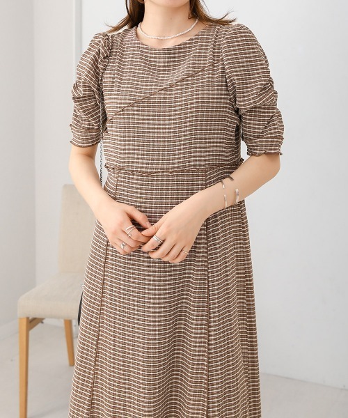 「Bab」 半袖ワンピース S ブラウン レディース_画像4