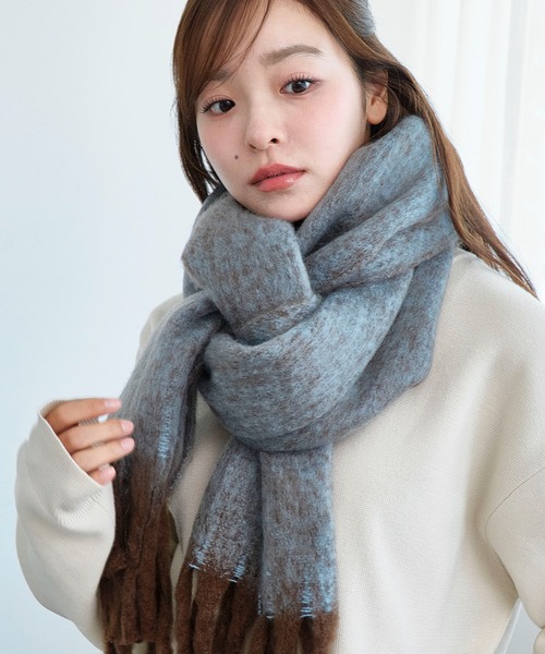 手織りマフラー、ストール　横フリンジ付き　長さ217cm 幅50cm+フリンジ 手織りマフラー、ストール 横フリンジ付き 長さ217cm 幅50cm+フリンジ