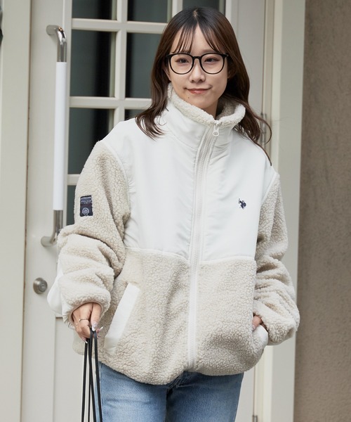 新品タグ付　ユーエスポロアッスン　ビッグポニー　裏ボアジャケット　フード　黒 U.S. POLO ASSN.（ユーエスポロアッスン） ブルゾン アウター ブランド