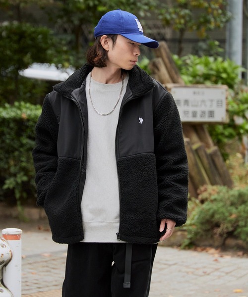新品タグ付　ユーエスポロアッスン　ビッグポニー　裏ボアジャケット　フード　黒 U.S. POLO ASSN.（ユーエスポロアッスン） ブルゾン アウター ブランド