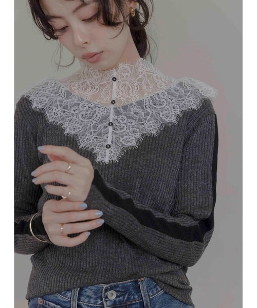 エイミーロウ　レースカラーリブカットソー　Eimee Law Eimee Law（エイミーロウ） tシャツ レースカラーリブカットソー