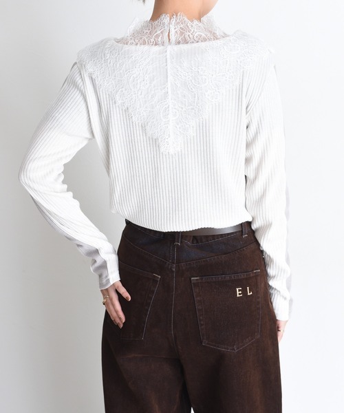 エイミーロウ　レースカラーリブカットソー　Eimee Law Eimee Law（エイミーロウ） tシャツ レースカラーリブカットソー
