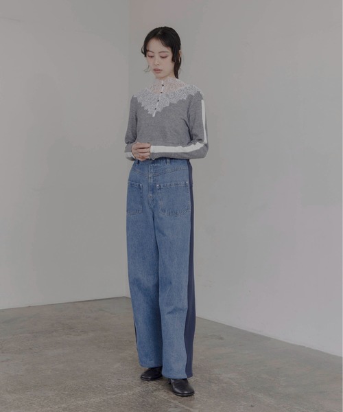 Eimee Law（エイミーロウ） tシャツ レースカラーリブカットソー