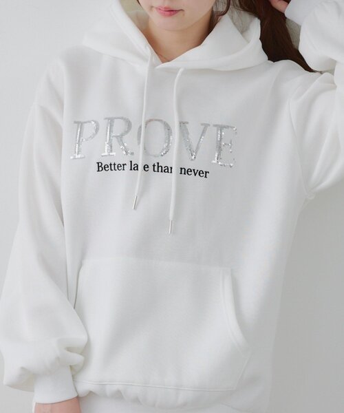 continuer de NICE CLAUP パーカー キラキラロゴ裏起毛BIGパーカー