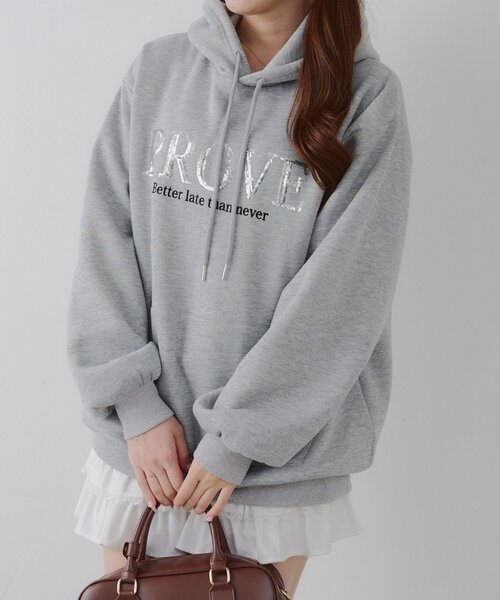 continuer de NICE CLAUP パーカー キラキラロゴ裏起毛BIGパーカー