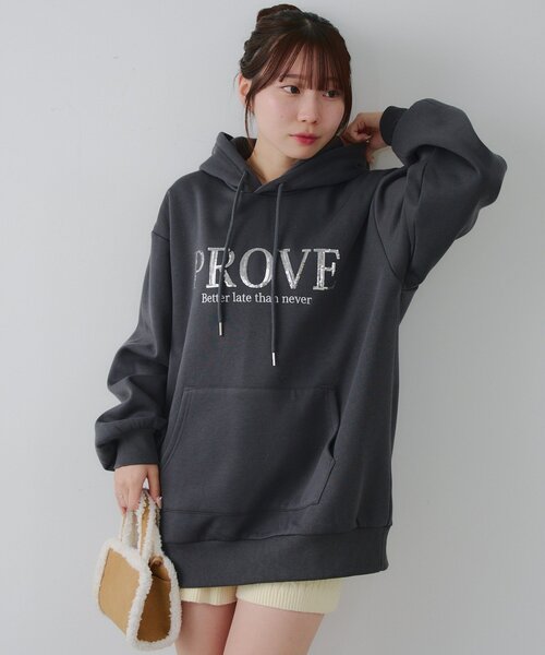 continuer de NICE CLAUP パーカー キラキラロゴ裏起毛BIGパーカー