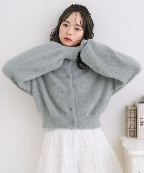 「ems excite」 ニットカーディガン FREE ブルー レディース_画像4