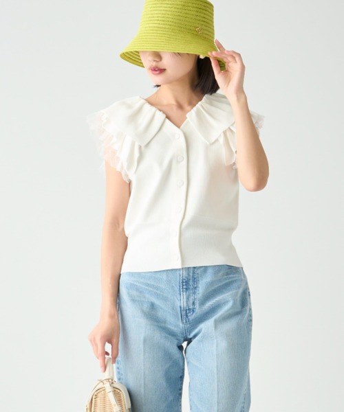 「CELFORD」 ニットカーディガン FREE ホワイト レディース_画像3