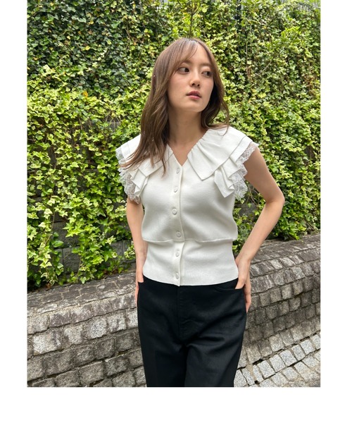 「CELFORD」 ニットカーディガン FREE ホワイト レディース_画像5