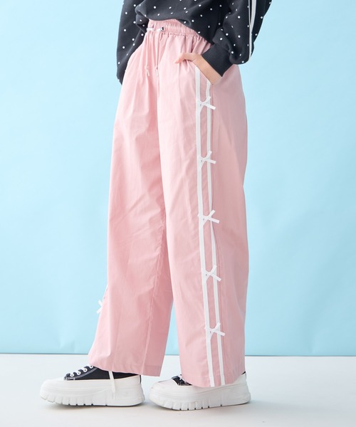BISKEE パンツ ライン+リボン使いワイドパンツ キッズ 子供服