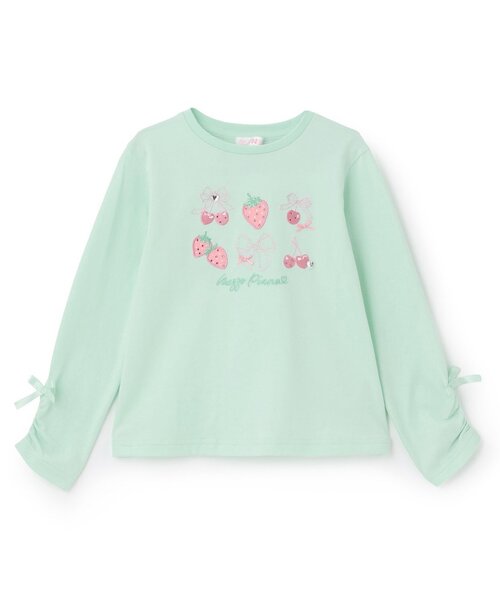 新品　メゾピアノ　長袖Tシャツ 長袖カットソー 女の子　130 セット mezzo piano tシャツ イチゴチェリーアップリケ 長袖Tシャツ キッズ