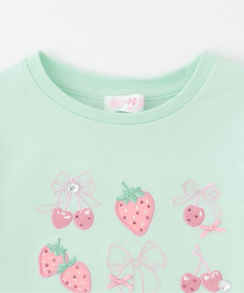 mezzo piano tシャツ イチゴチェリーアップリケ 長袖Tシャツ キッズ