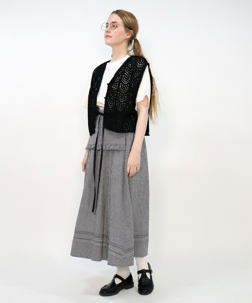 「haupia」 フレアスカート MEDIUM ネイビー レディース_画像4