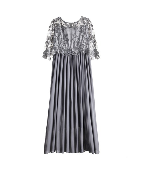 「DRESS PLUS」 7分袖ワンピース M ブルーグレー レディース_画像2