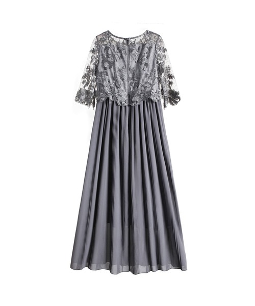 「DRESS PLUS」 7分袖ワンピース M ブルーグレー レディース_画像3