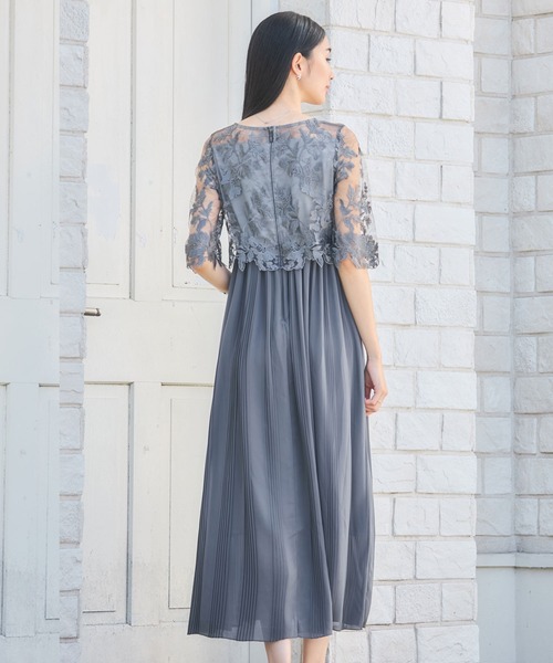 「DRESS PLUS」 7分袖ワンピース M ブルーグレー レディース_画像8