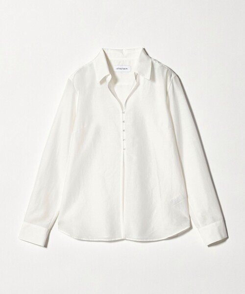 ATTISESSION コットンシルクホックシャツ ブラウス 白 小松菜奈 ATTISESSION（アティセッション） ブラウス シャツ 「ATTISESSION